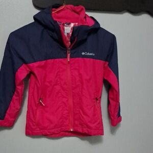 Columbia Fuchsia and Navy Hooded Jacket Kids 5-6